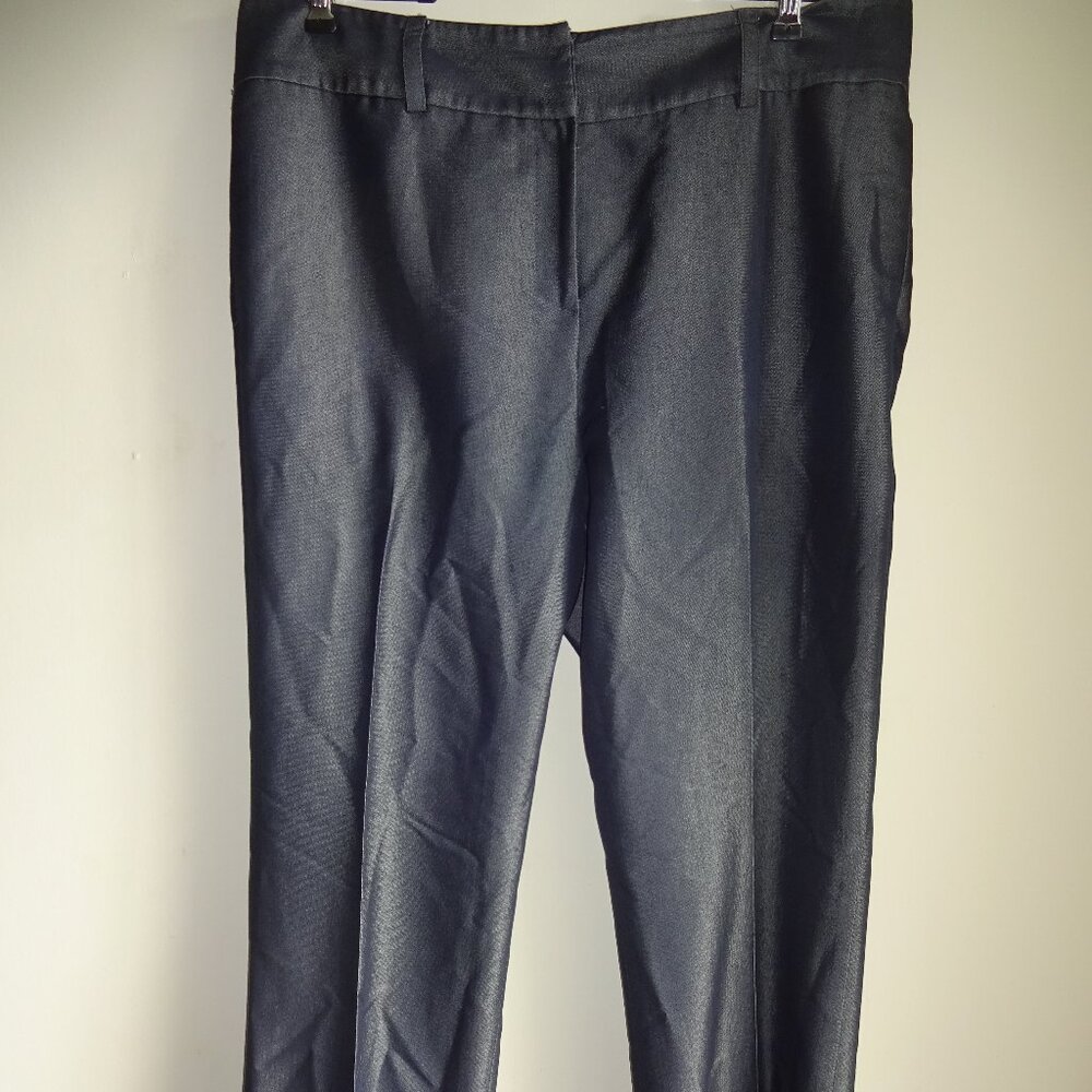 Womens Shiny Blue Antonio Melani Wide Leg Slacks Dress Pants 12 Pockets